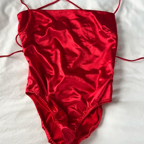 Red Princess Polly Silk Bodysuit - Picture 2 of 3
